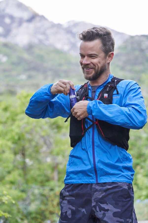 Hiker Man with Deep Blue Stick