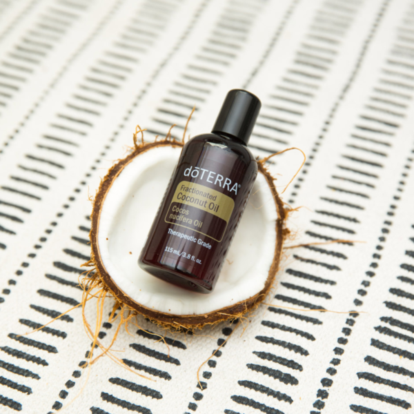 doTERRA Fractionated Coconut Oil in open coconut